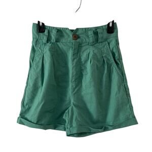 Urban Outfitters High Waist Green Shorts with Cuffs, Wide Leg Openings Size 2